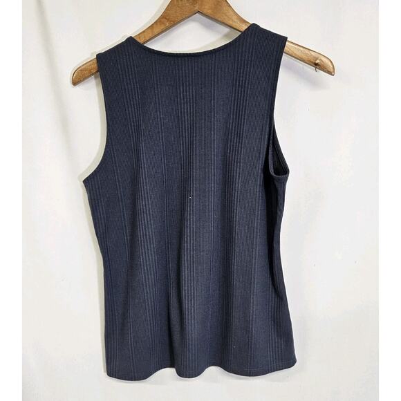Ann Taylor Blue V-Neck Shoulder Detail Tank Top Sleeveless Blouse Size Medium - Picture 4 of 6